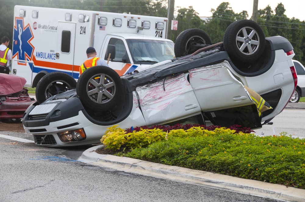 Car overturned after collision at busy Jacksonville intersection