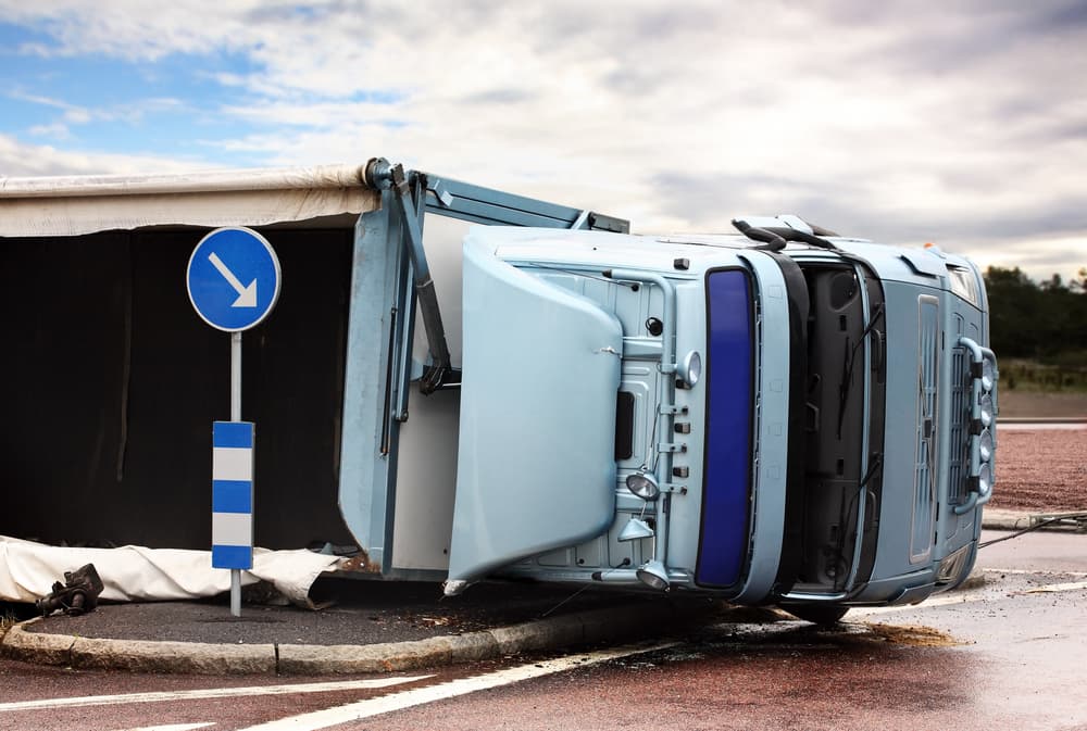 Overturned Lorry on the road