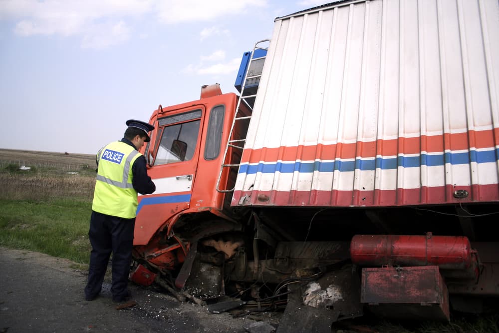 Accident with a truck on the road